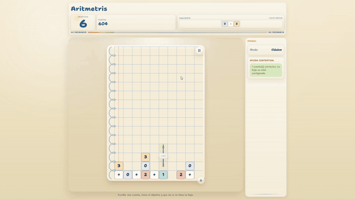 Aritmetris gameplay in action