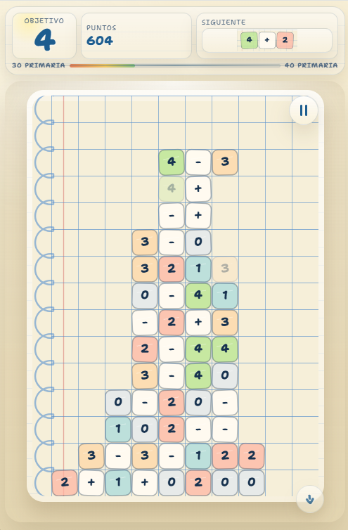 Screenshot of Aritmetris Classic mode