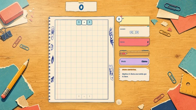 Aritmetris Classic mode with its school-inspired visual style